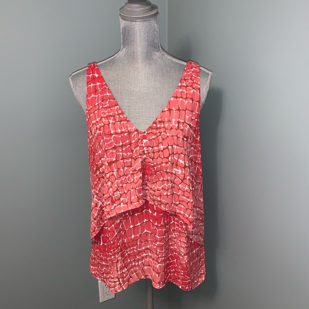 WHITE HOUSE BLACK MARKET size medium Coral print Blouse tank sleeveless summer